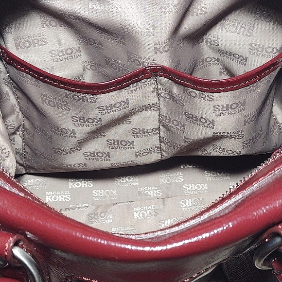 Michael Kors Burgundy Patent Barrel Bag - Picture 13 of 16